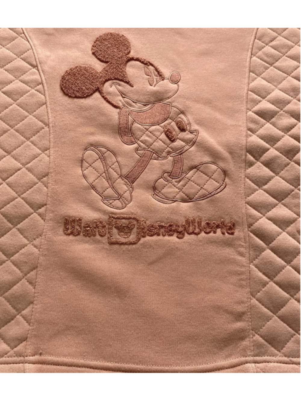 Disney Parks Mickey Mouse Sweatshirt Womens XS Pink Quilted Embroidered Pullover - Picture 3 of 6